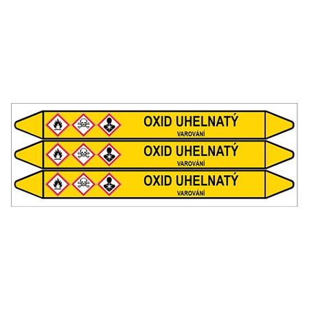 Značení potrubí, oxid uhelnatý,3 ks, 355 × 37 mm
